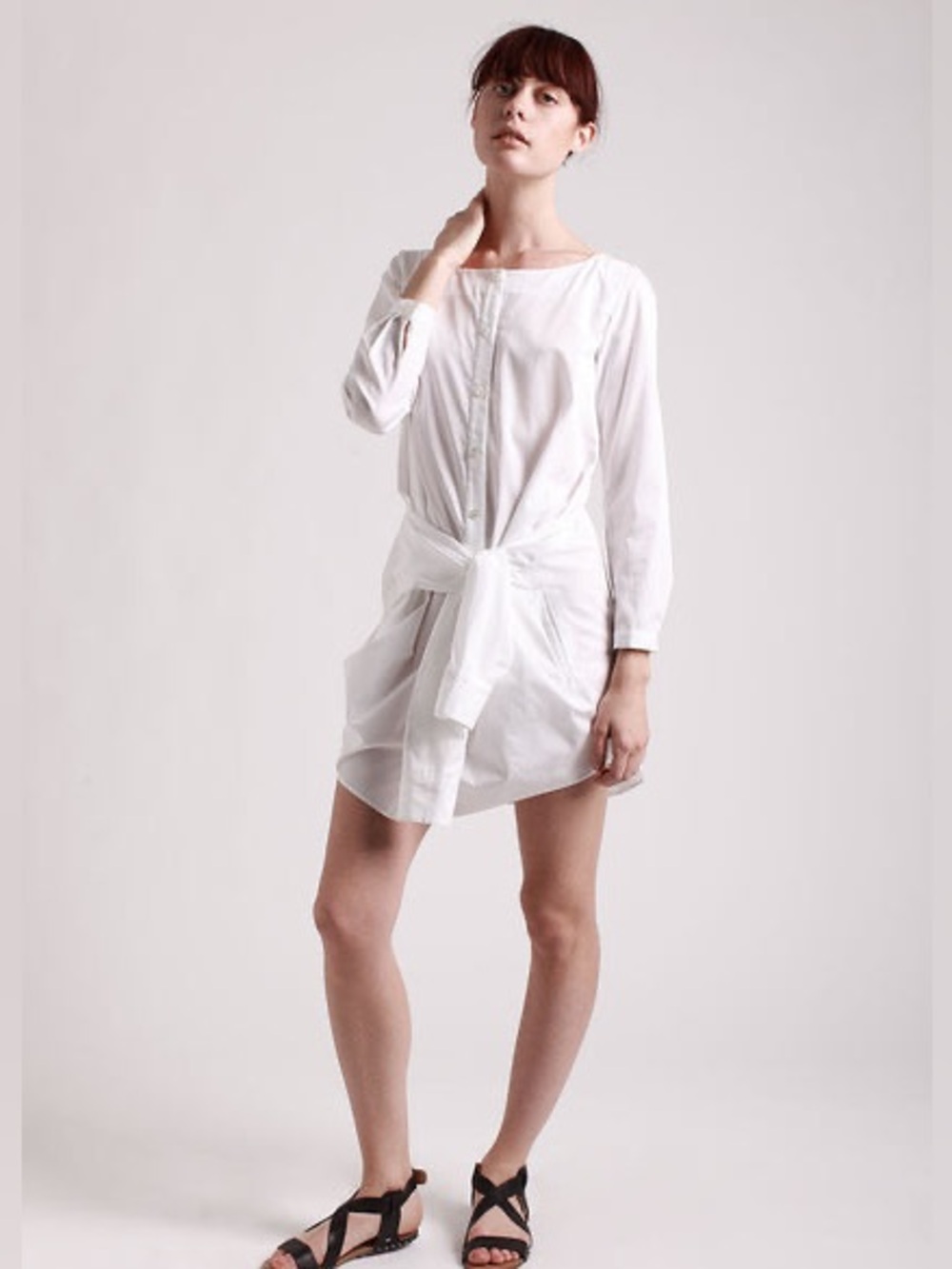 Women’s THAKOON white button down tie front dress- Size 8